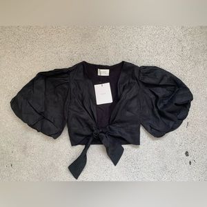 Dissh black linen tie crop top, size XS and brand new.
